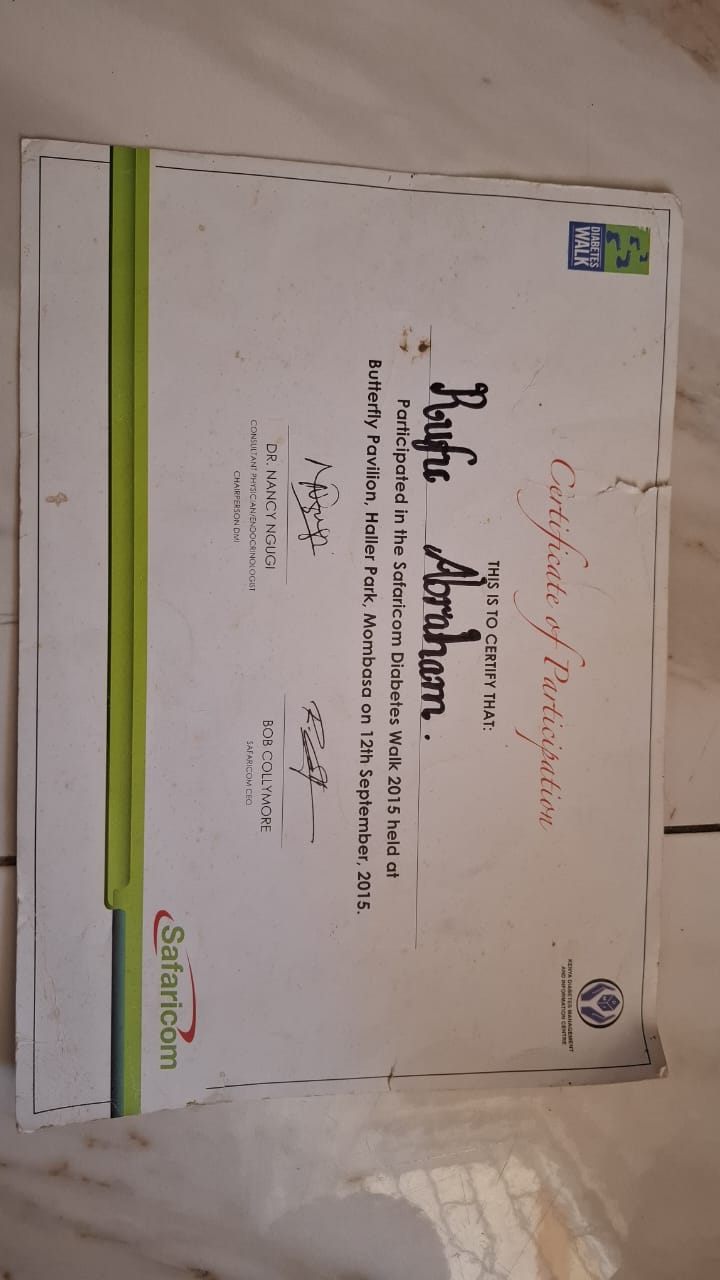 Diabetes Certificate